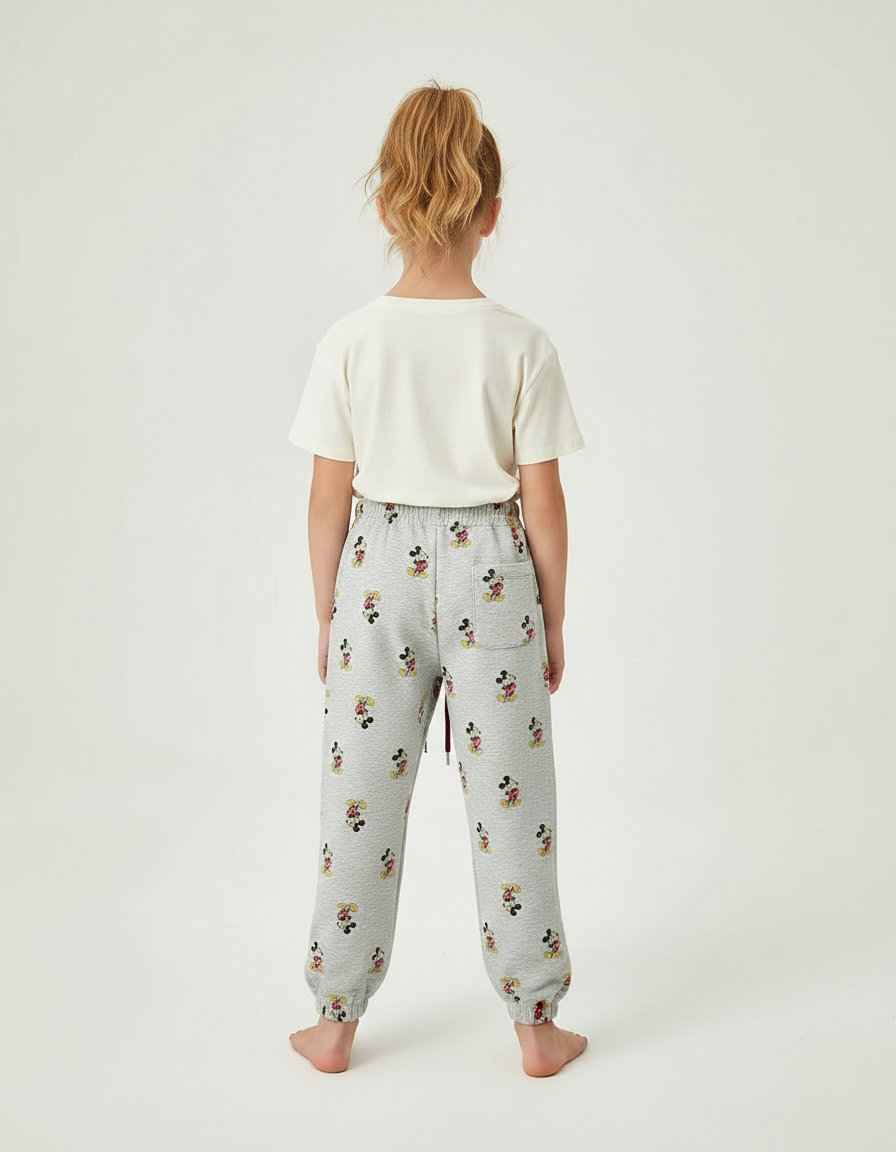 Pantalon Gris Molletonné Imprimé Mickey Enfant Décontracté Sport - vue 2
