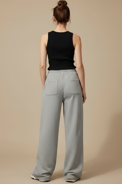 Pantalon Gris Ample Décontracté Molletonné Sport - vue 2