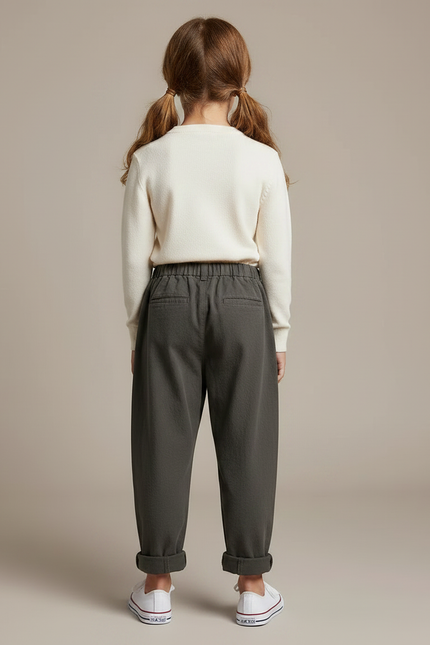 Pantalon Gris Sarouel Ample Coton Enfant Casual - vue 2