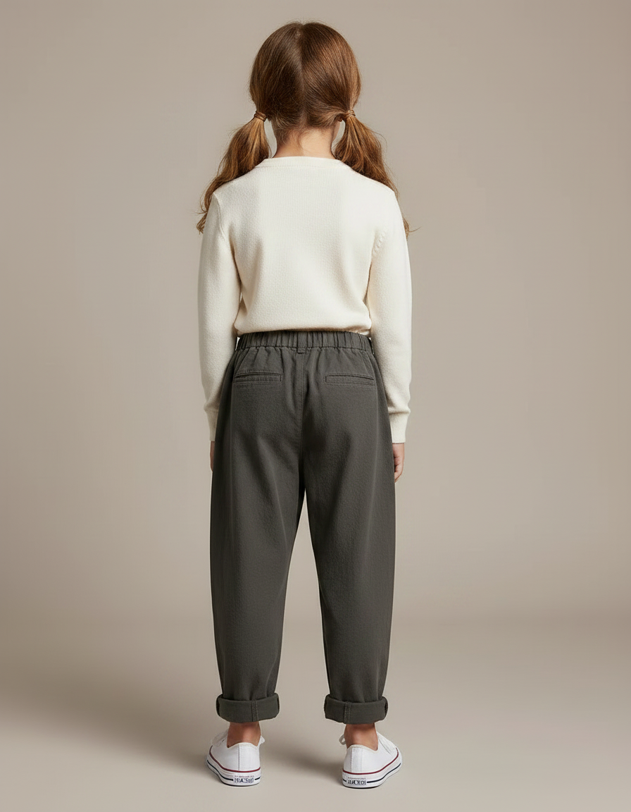Pantalon Gris Sarouel Ample Coton Enfant Casual - vue 2