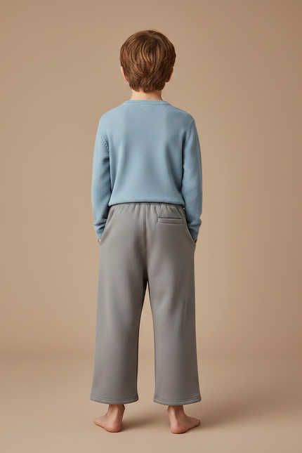 Pantalon Gris Large Coton Épais Uni Enfant - Molleton - vue 2
