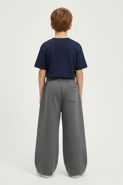 Pantalon Gris Ample Décontracté Épais Hiver Enfant - Molleton - vue 2