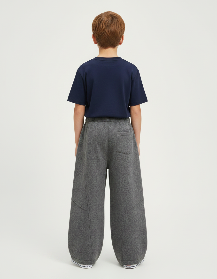 Pantalon Gris Ample Décontracté Épais Hiver Enfant - Molleton - vue 2