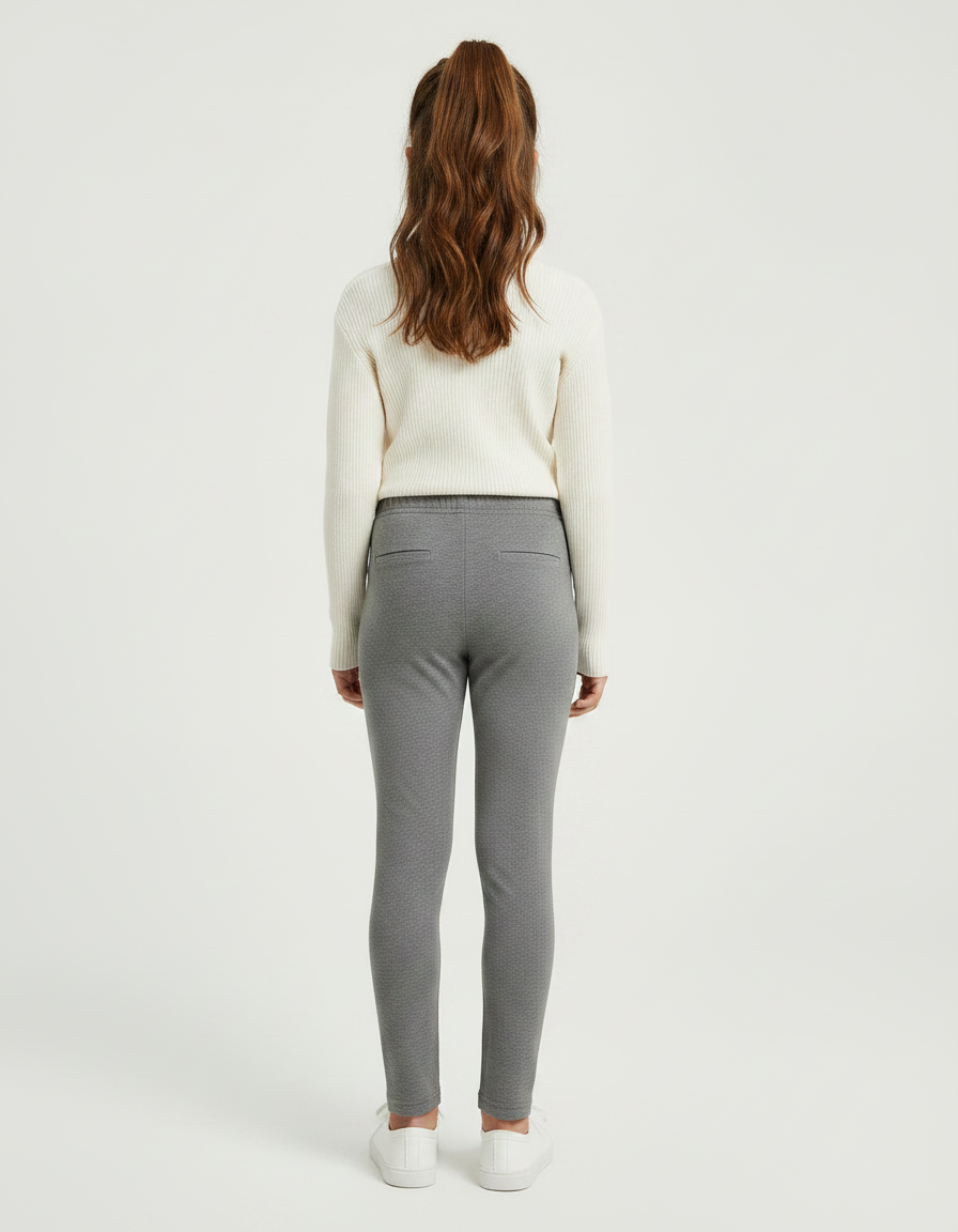 Pantalon Gris Uni Coton Slim Enfant Confortable - vue 2