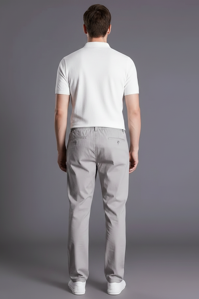Pantalon Gris Coton Droit Décontracté Homme Ample - vue 2