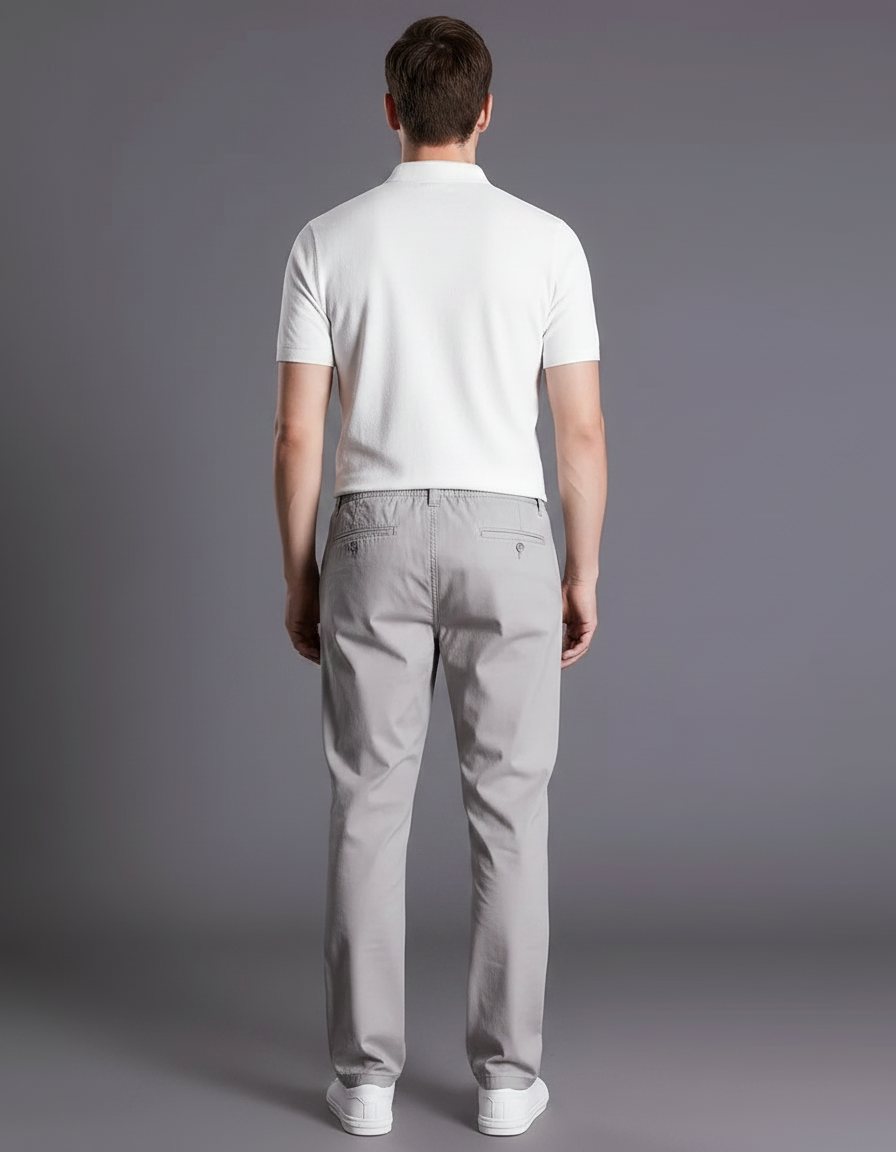Pantalon Gris Coton Droit Décontracté Homme Ample - vue 2