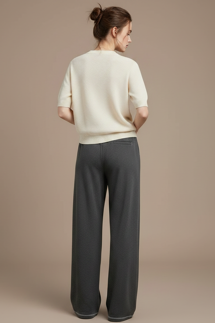 Pantalon Gris Fluide Ample Décontracté Confortable Cordon - Molleton - vue 2