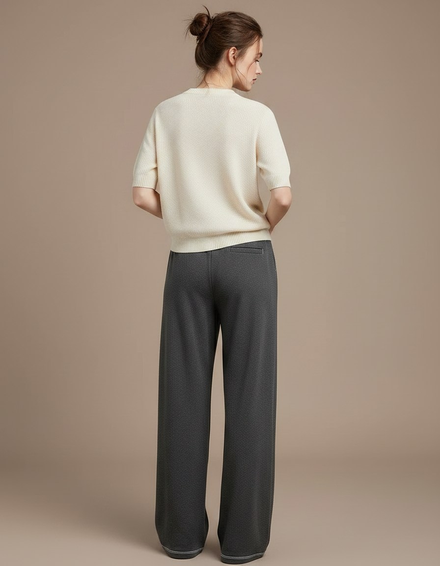 Pantalon Gris Fluide Ample Décontracté Confortable Cordon - Molleton - vue 2