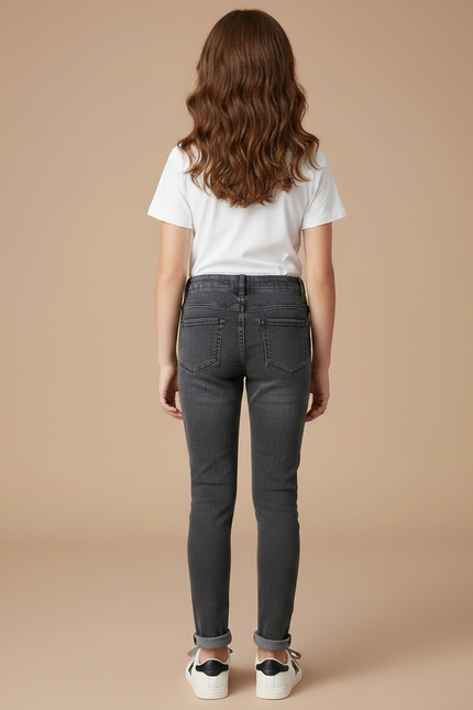 Pantalon Gris Denim Slim Élastique Fille - Jean - vue 2
