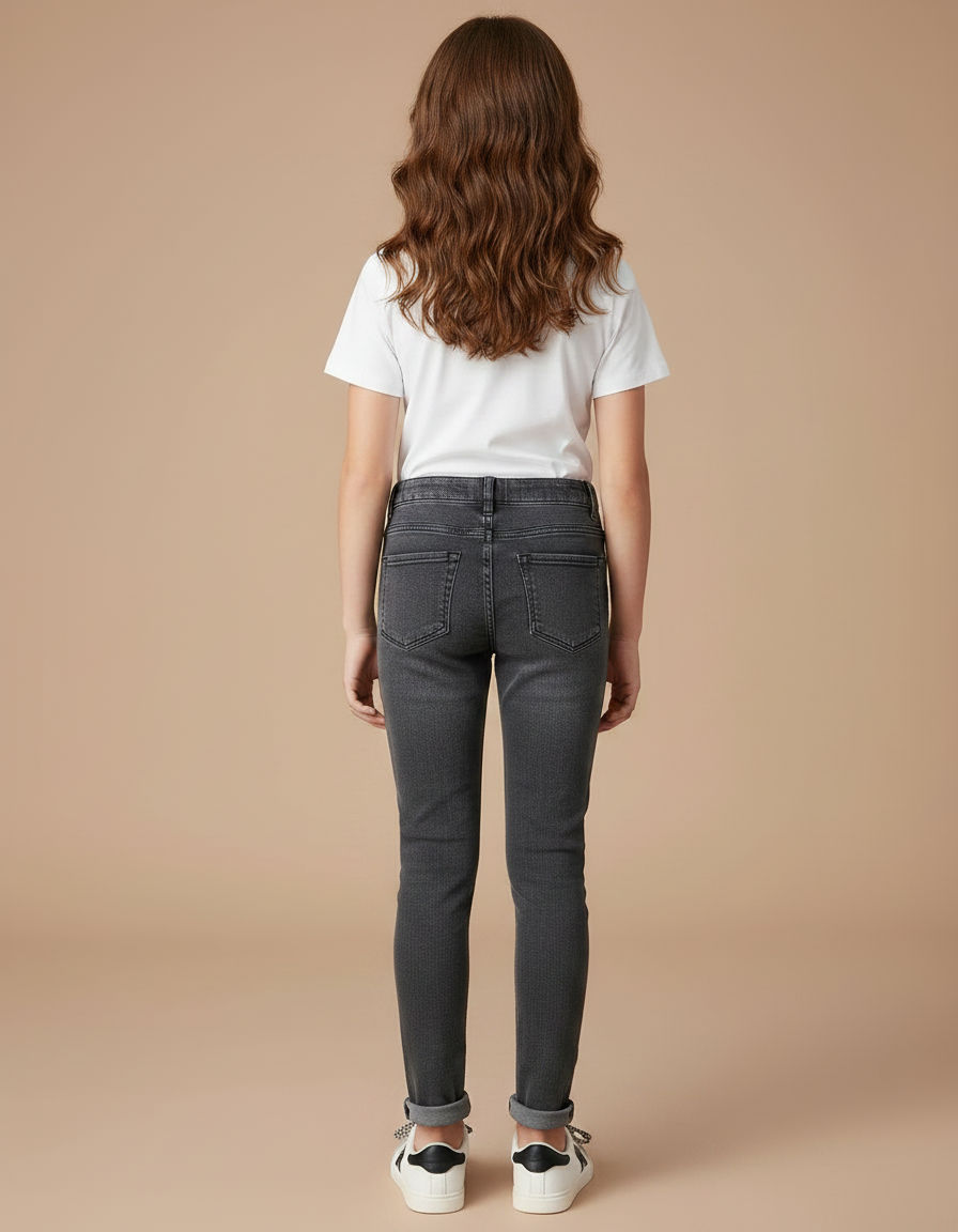 Pantalon Gris Denim Slim Élastique Fille - Jean - vue 2