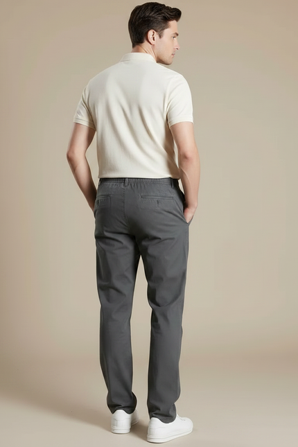 Pantalon Gris Coton Droit Décontracté Homme - vue 2
