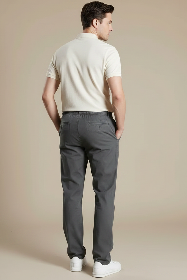 Pantalon Gris Coton Droit Décontracté Homme - vue 2