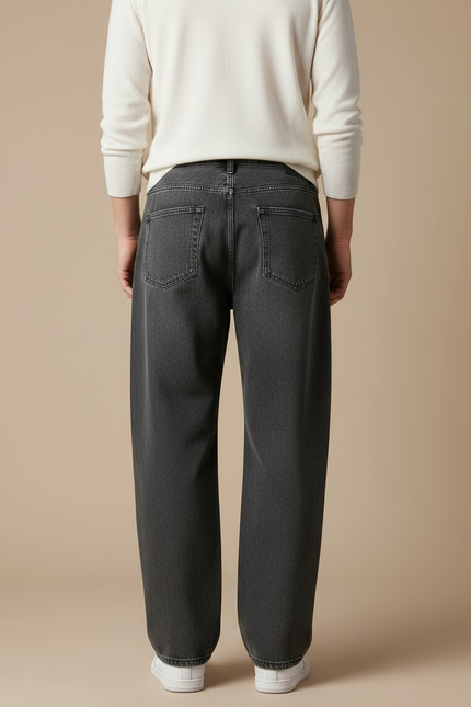 Pantalon Gris Ample Droit Décontracté Homme Coton - Jean - vue 2