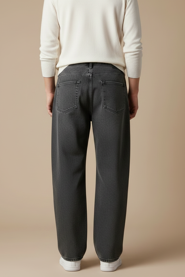 Pantalon Gris Ample Droit Décontracté Homme Coton - Jean - vue 2