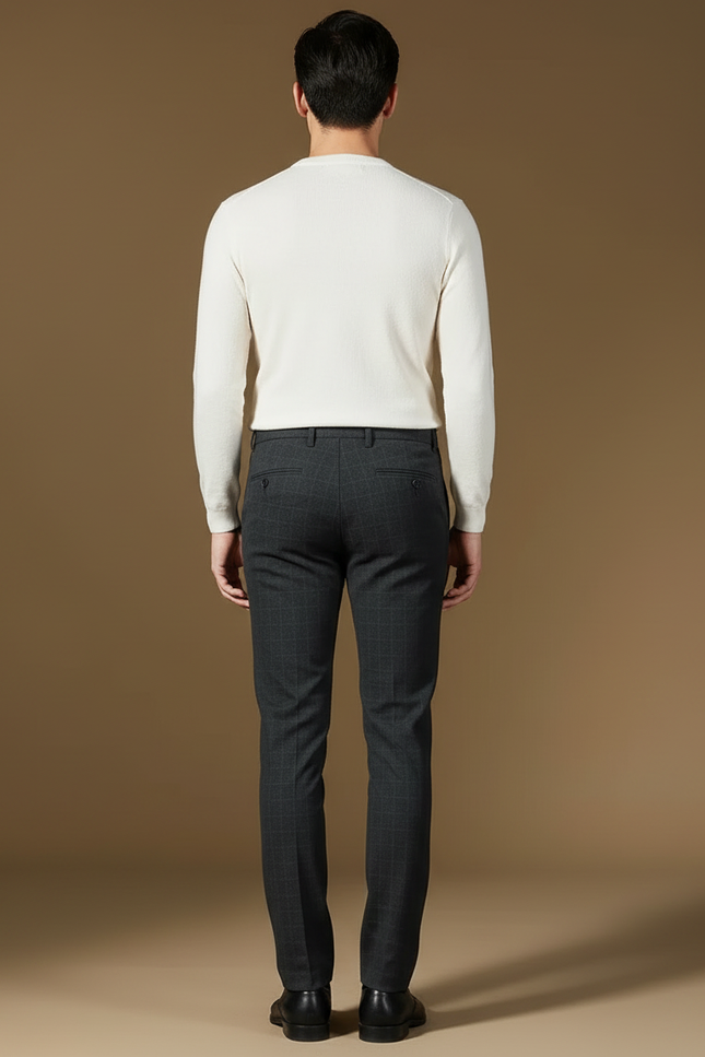 Pantalon Gris Quadrillé - Laine - vue 2