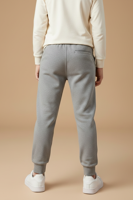 Pantalon Gris Molletonné Jogging Cordon Enfant Décontracté - vue 2