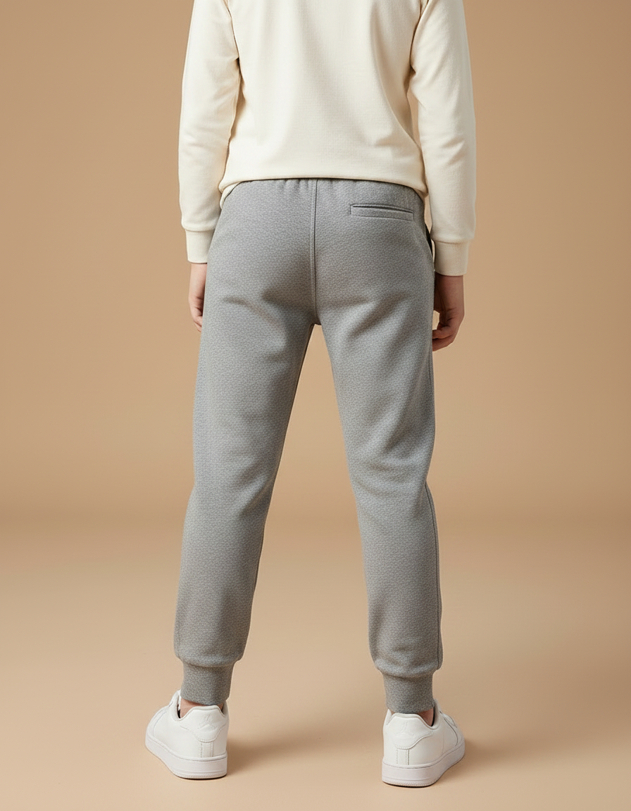 Pantalon Gris Molletonné Jogging Cordon Enfant Décontracté - vue 2