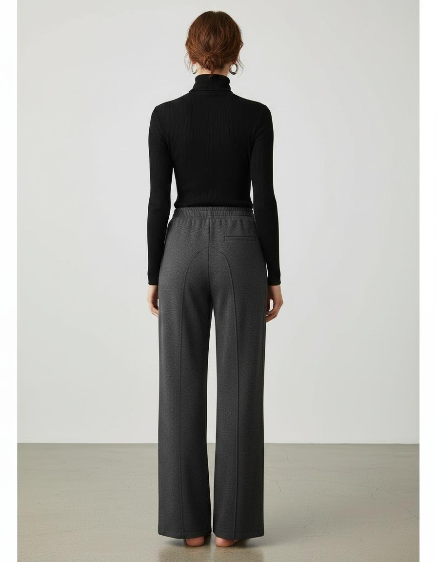 Pantalon Gris Droit Ample Taille Haute Confortable - Molleton - vue 2