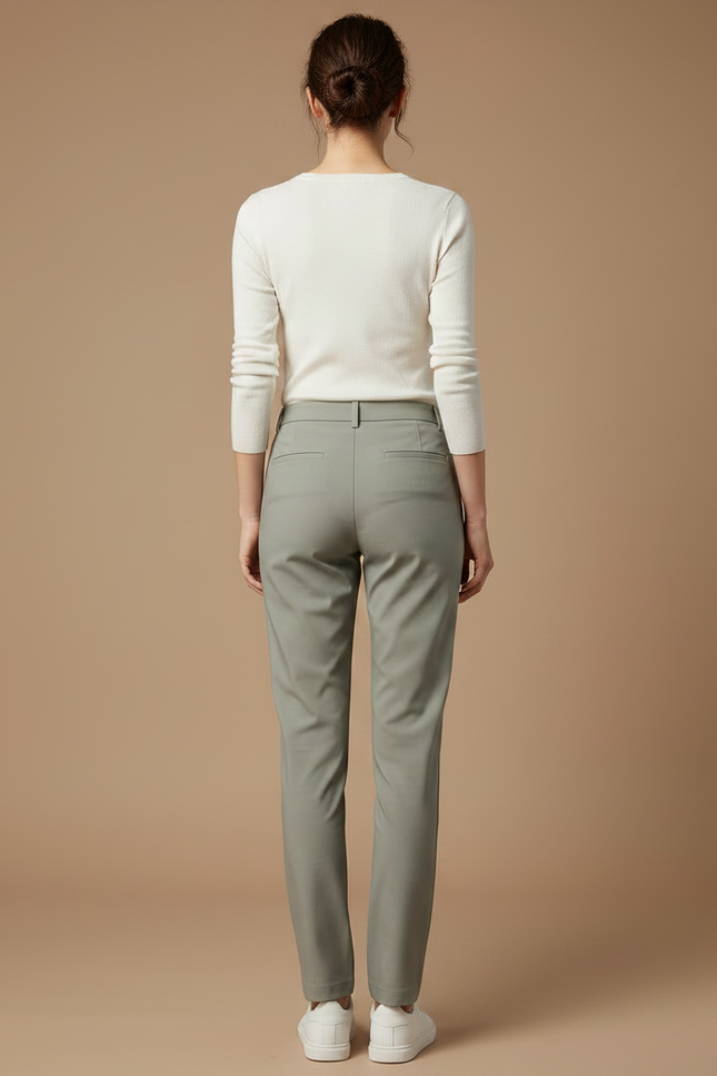 Pantalon Gris Coupe Droite Élégant Femme Stretch - Polyester - vue 2