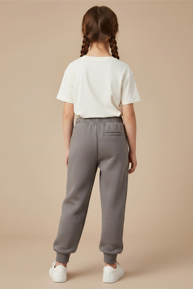 Pantalon Gris Molletonné Enfant Décontracté Uni - vue 2