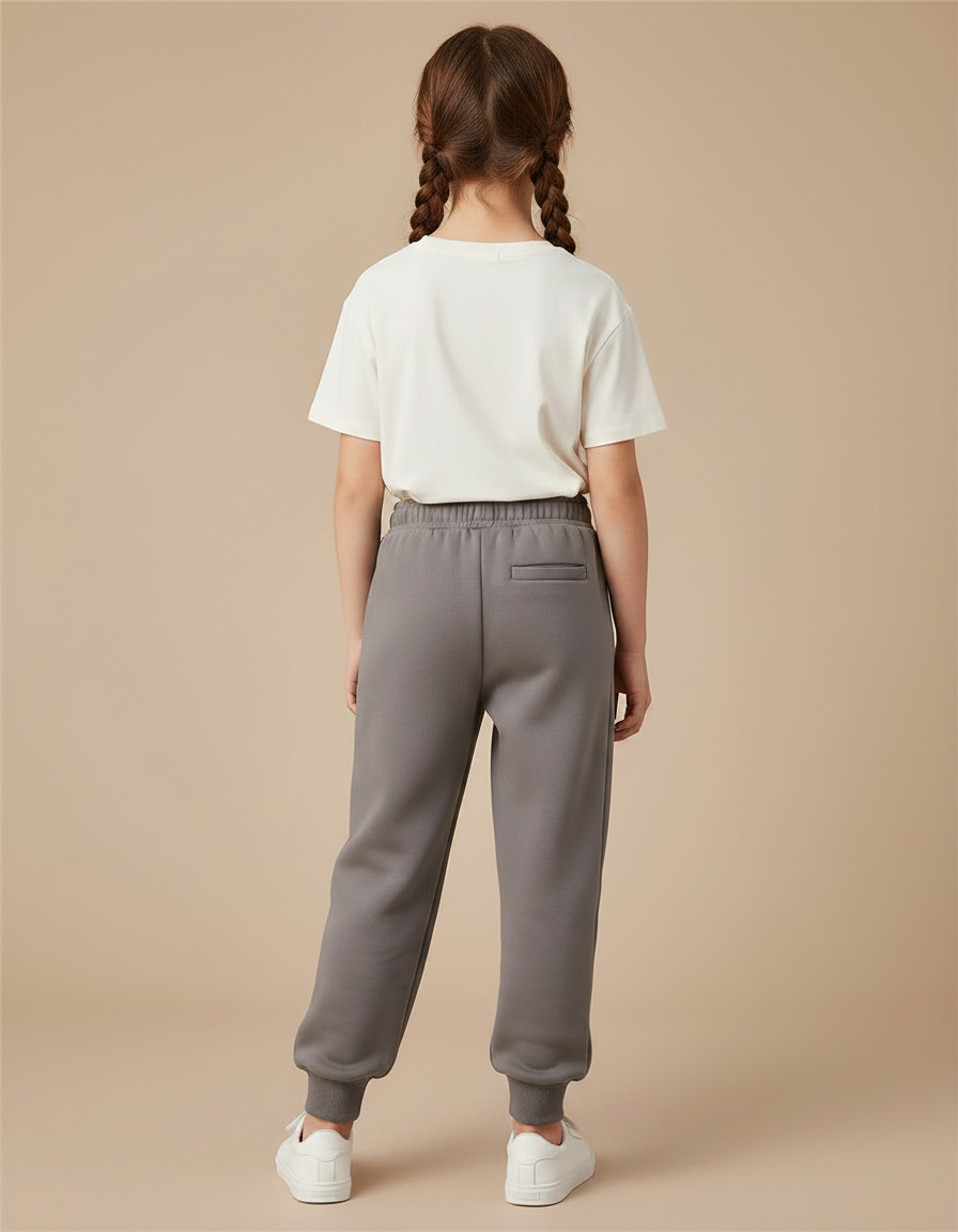 Pantalon Gris Molletonné Enfant Décontracté Uni - vue 2