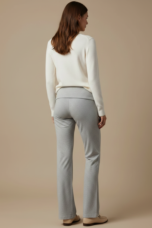Pantalon Gris Évasé Confortable Décontracté Ailes Brodé - Molleton - vue 2