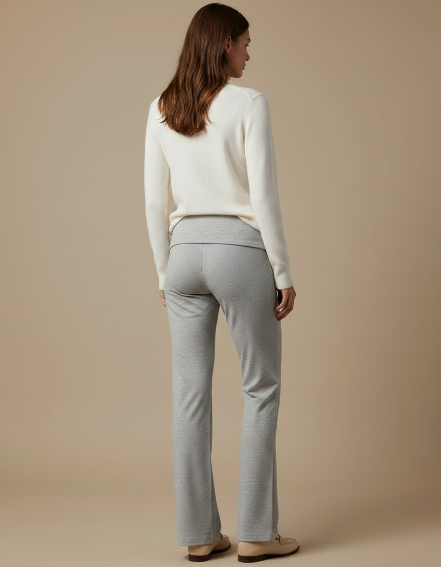 Pantalon Gris Évasé Confortable Décontracté Ailes Brodé - Molleton - vue 2