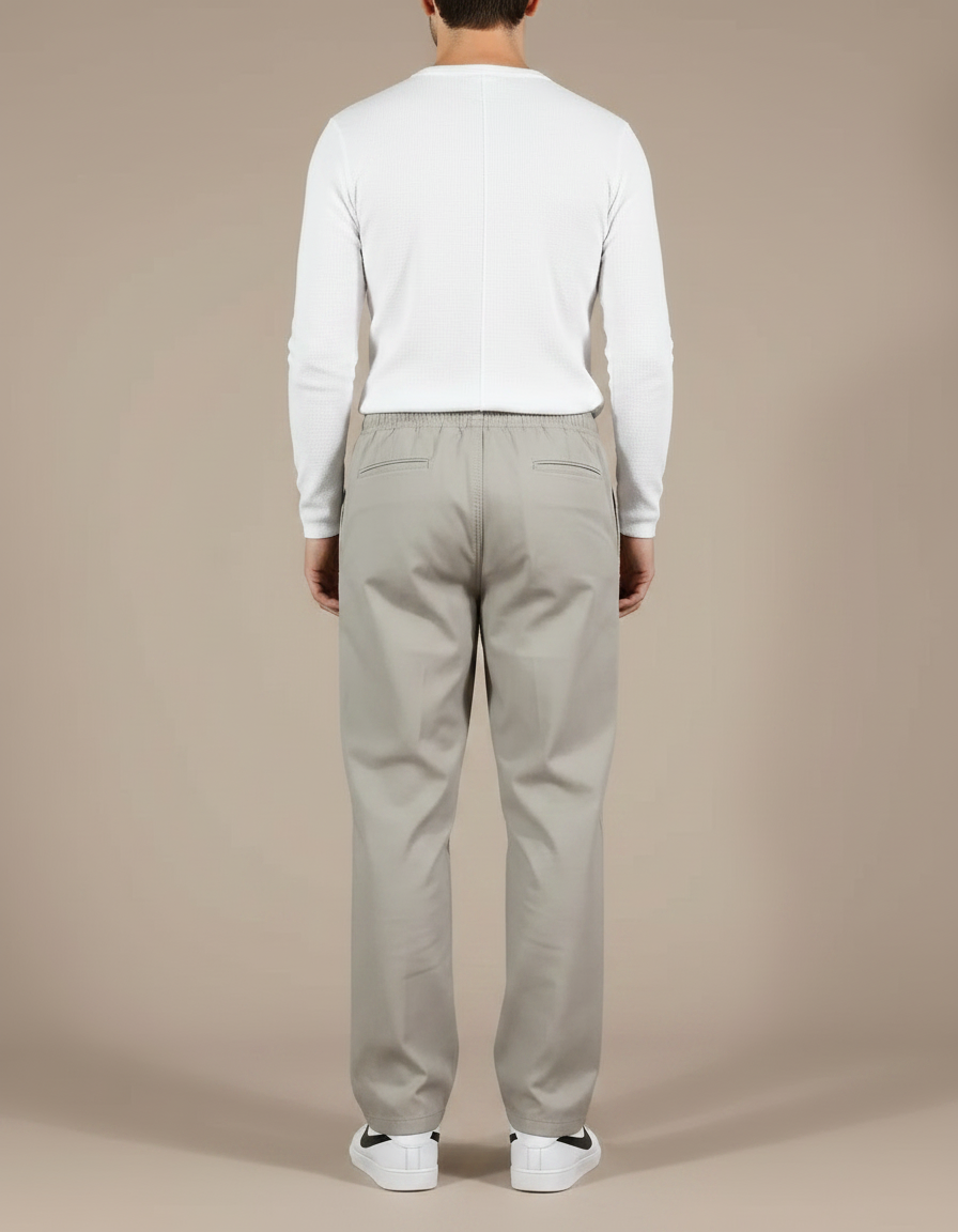 Pantalon Gris Ample Cordon Décontracté Homme - Gabardine - vue 2