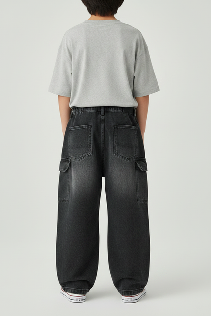 Pantalon Gris Cargo Large Décontracté Garçon - Jean - vue 2