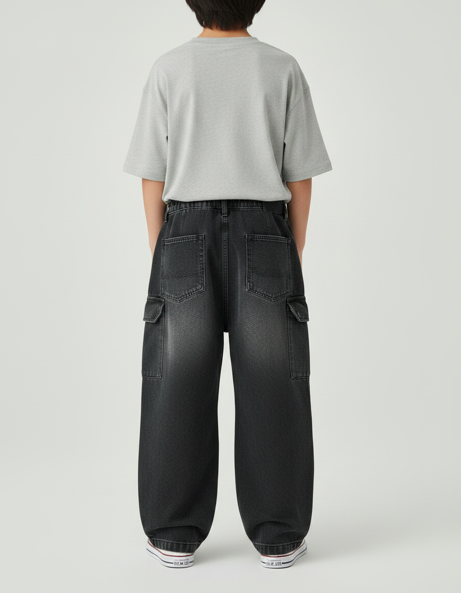 Pantalon Gris Cargo Large Décontracté Garçon - Jean - vue 2