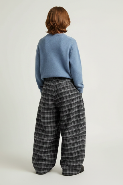Pantalon Ecossais Gris - Laine - vue 2