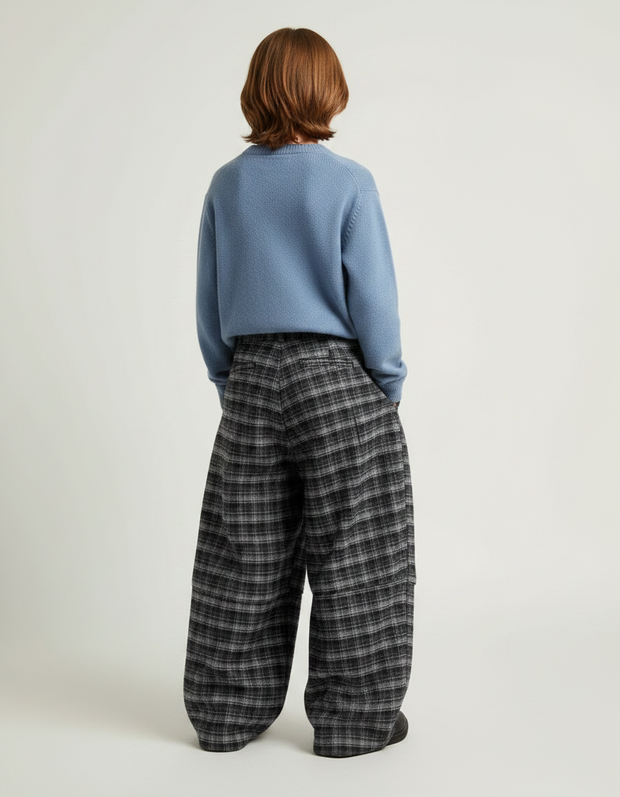 Pantalon Ecossais Gris - Laine - vue 2