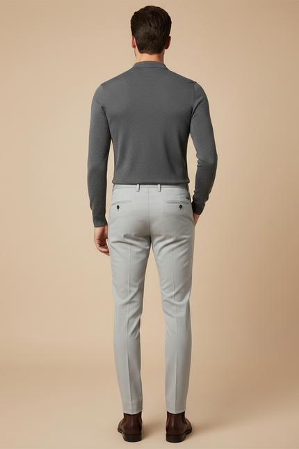Pantalon Gris Habillé Slim Élégant Discret Chic - Gabardine - vue 2