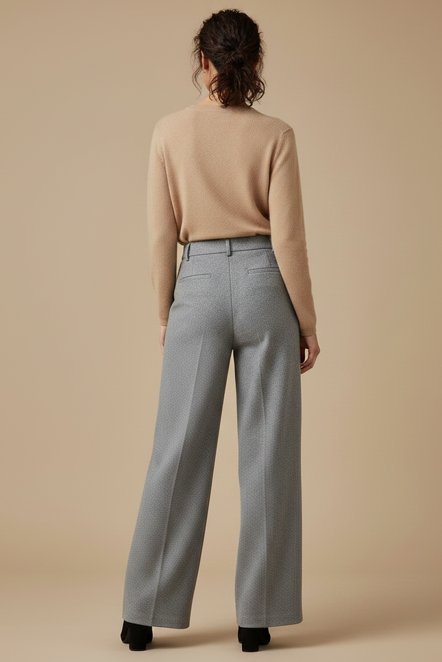 Pantalon Gris En Laine Femme - vue 2