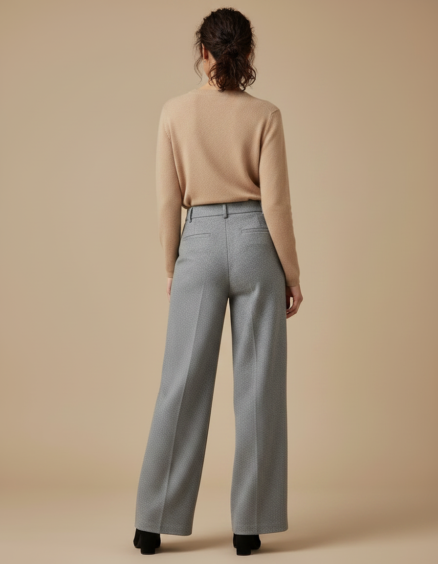 Pantalon Gris En Laine Femme - vue 2