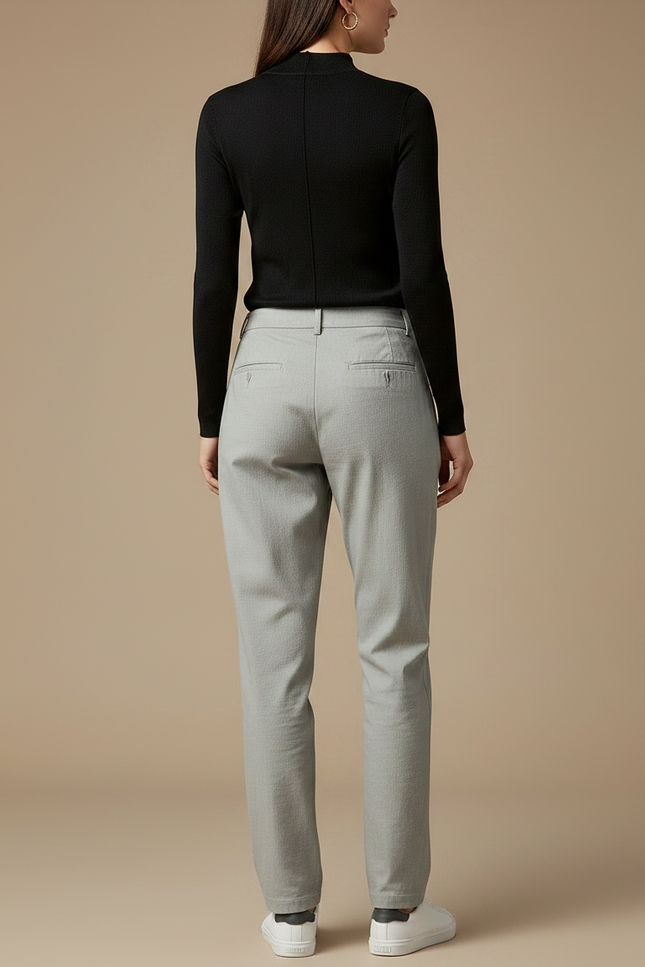 Pantalon Gris Droit Coton Décontracté Femme Léger - vue 2