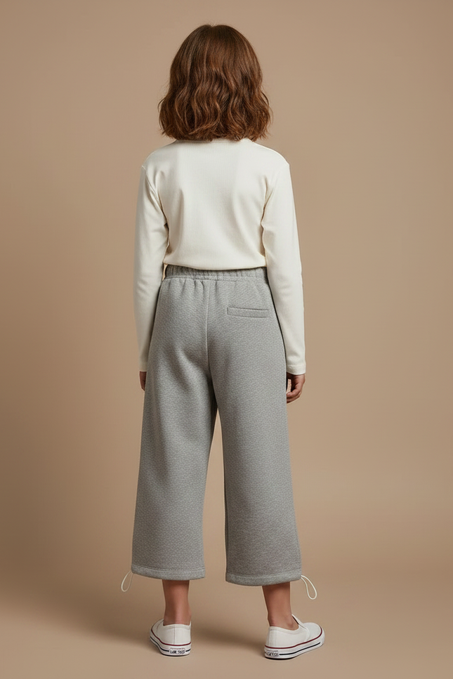 Pantalon Gris Large Décontracté Enfant Sport Coton - Molleton - vue 2