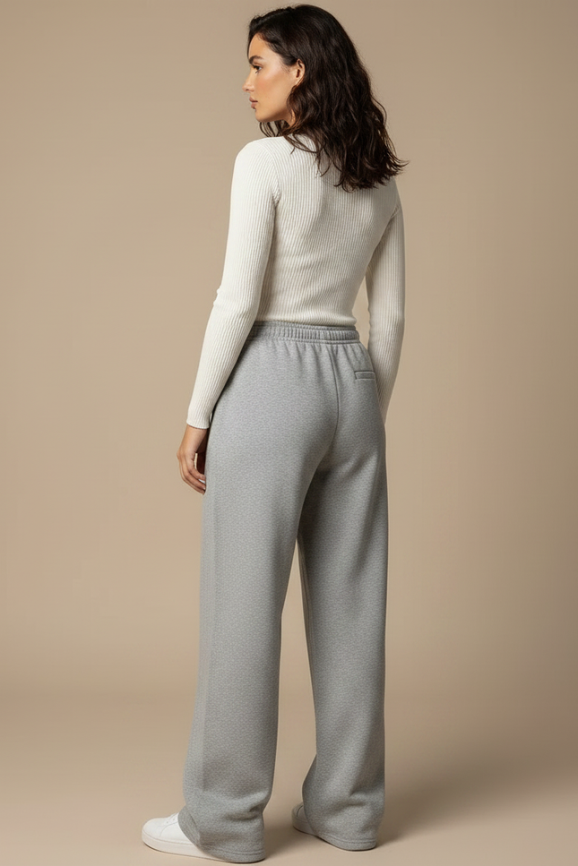 Pantalon Gris Ample Coton Décontracté Sport Femme - Molleton - vue 2