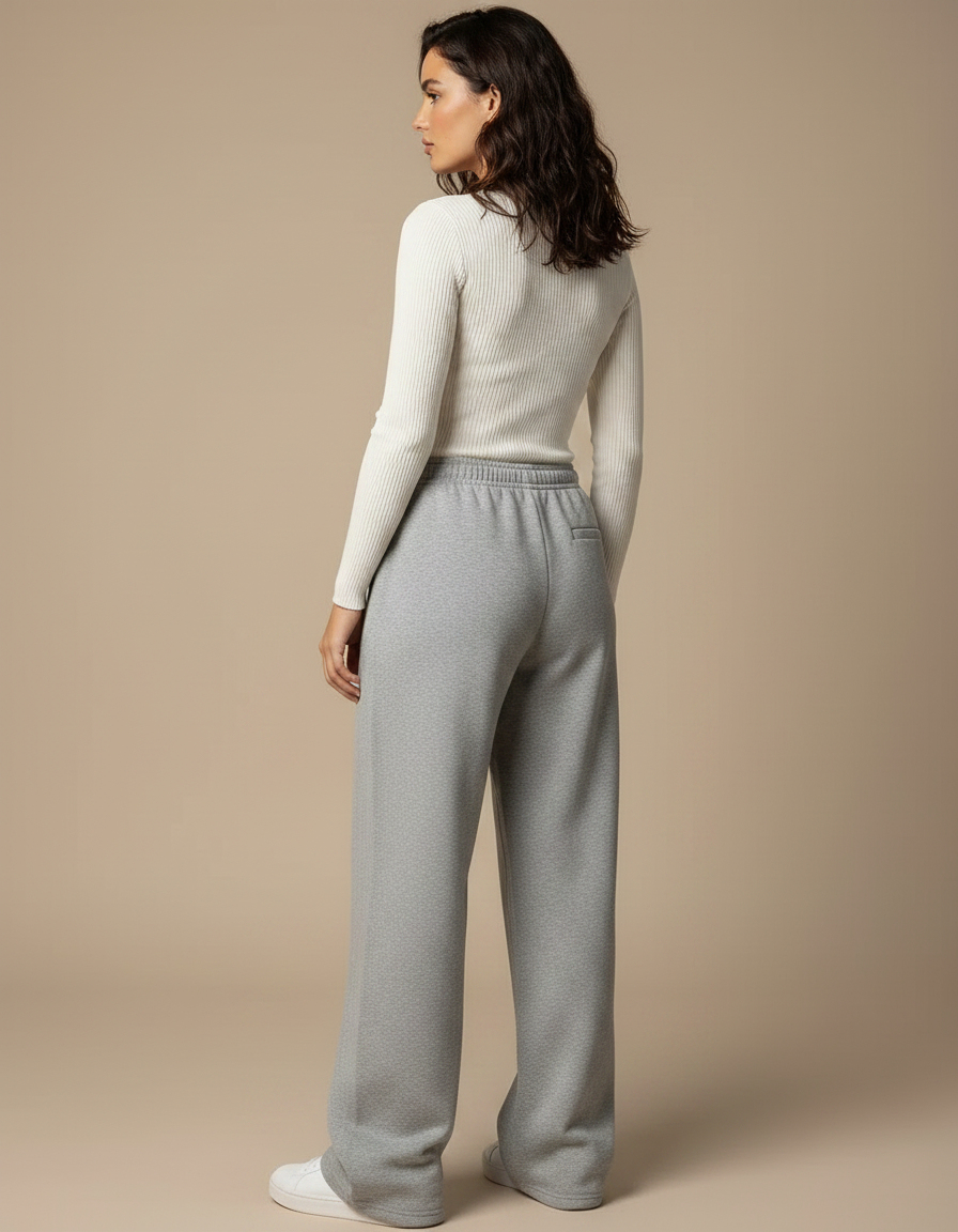 Pantalon Gris Ample Coton Décontracté Sport Femme - Molleton - vue 2