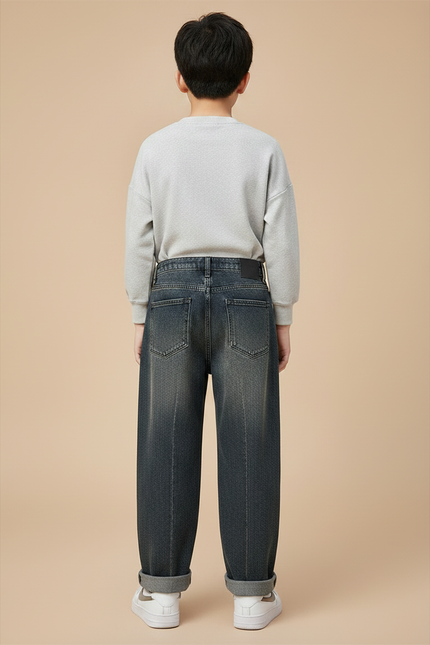 Pantalon Gris Denim Ample Décontracté Bicolore - Jean - vue 2