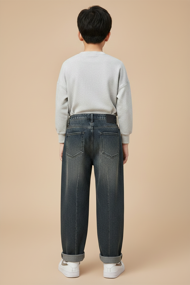 Pantalon Gris Denim Ample Décontracté Bicolore - Jean - vue 2