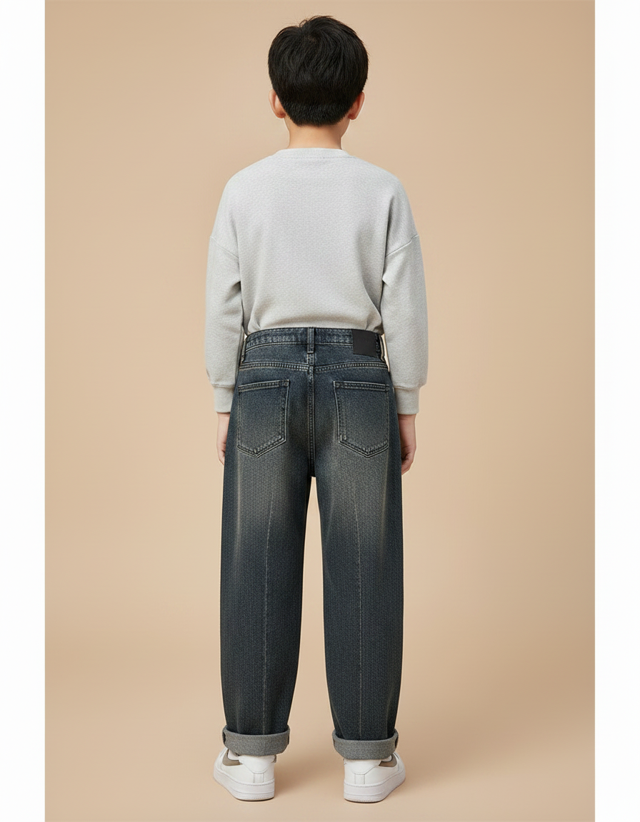 Pantalon Gris Denim Ample Décontracté Bicolore - Jean - vue 2