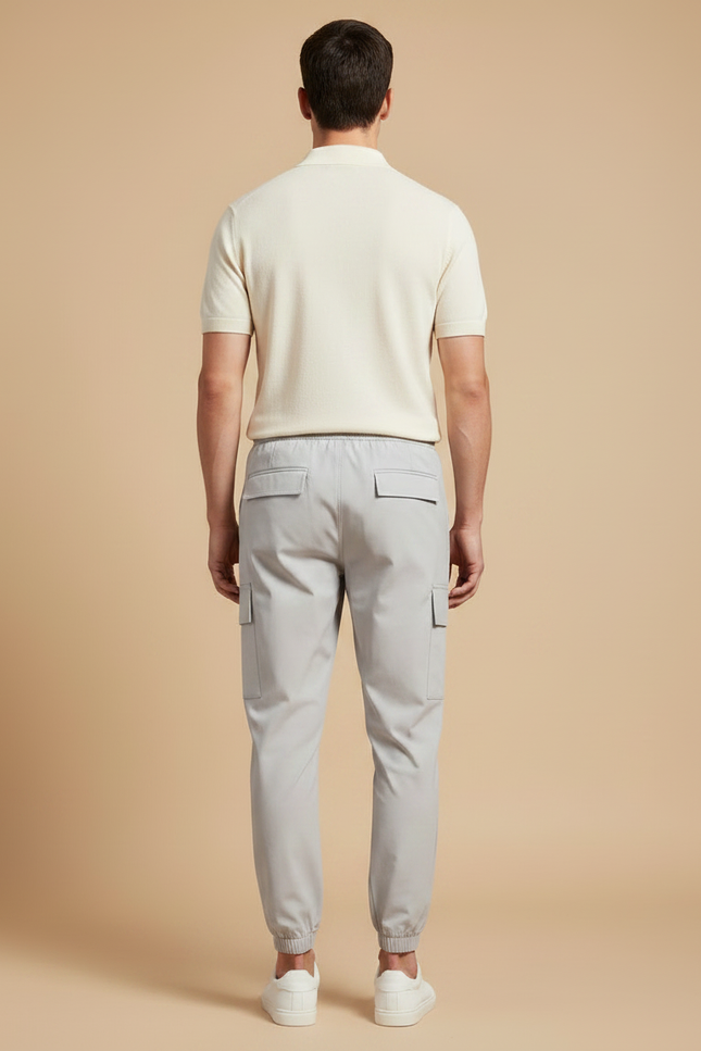 Pantalon Gris Cargo Décontracté Cordon Sportif Homme - Polyester - vue 2