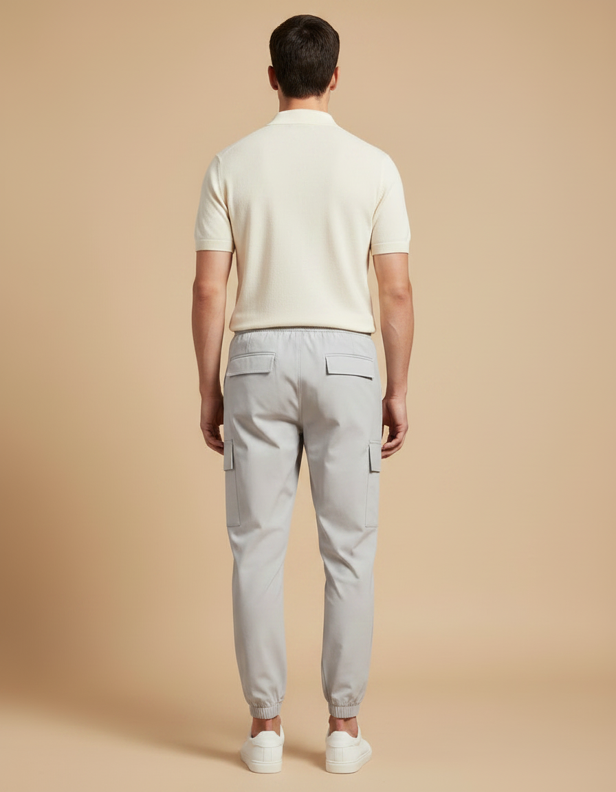 Pantalon Gris Cargo Décontracté Cordon Sportif Homme - Polyester - vue 2