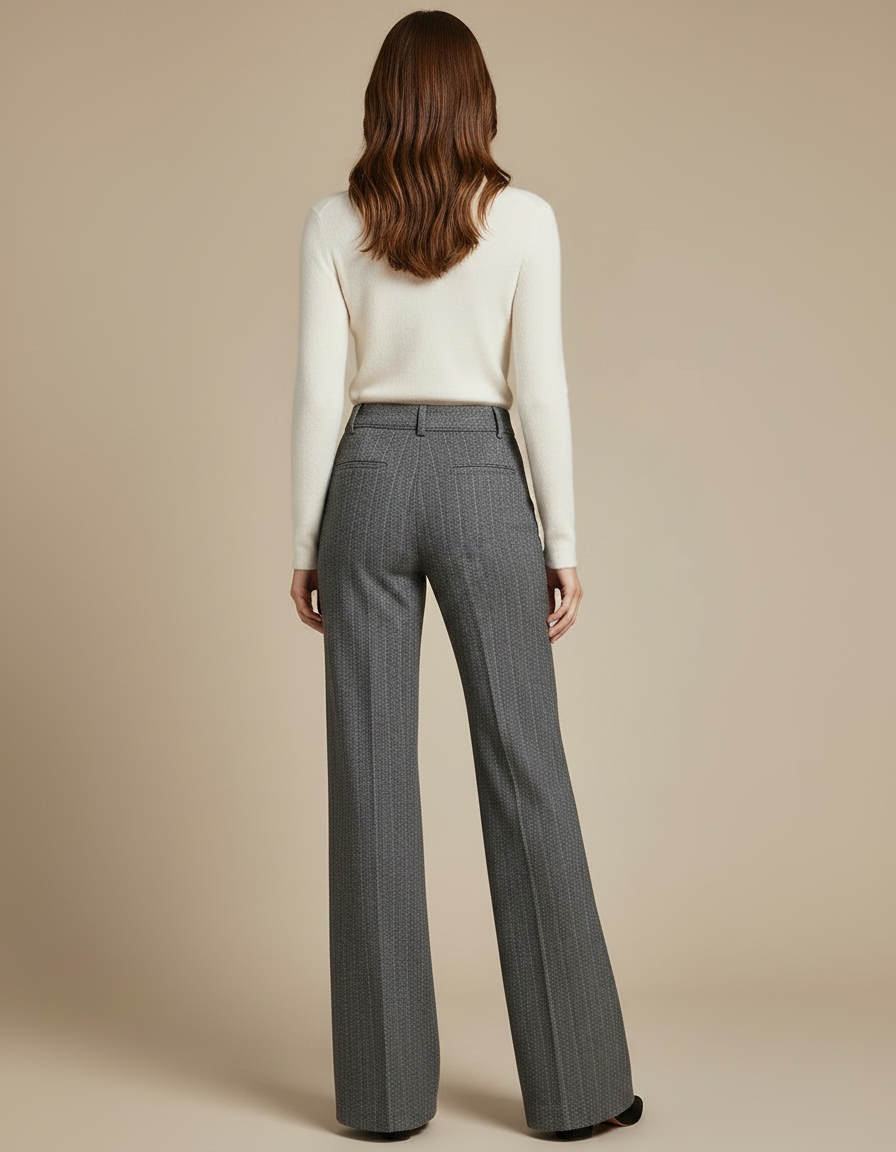 Pantalon Gris Large Laine Hiver Élégant Chic - vue 2