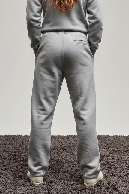 Pantalon Gris Imprimé Fusil Streetwear Décontracté Ample - Molleton