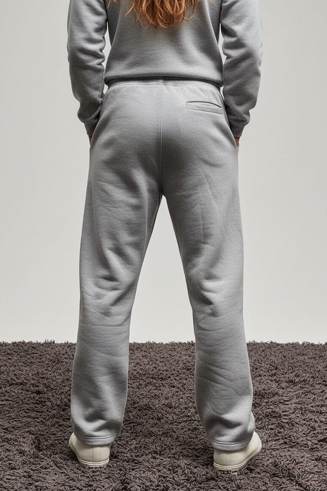 Pantalon Gris Imprimé Fusil Streetwear Décontracté Ample - Molleton