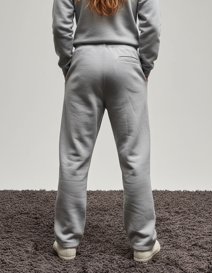Pantalon Gris Imprimé Fusil Streetwear Décontracté Ample - Molleton