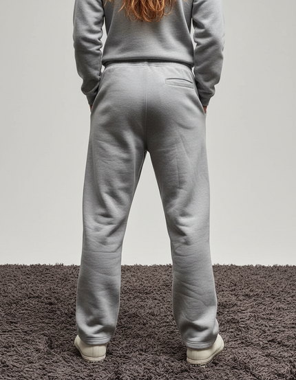 Pantalon Gris Imprimé Fusil Streetwear Décontracté Ample - Molleton