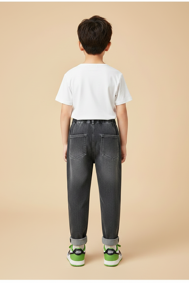 Pantalon Gris Enfant Coupe Droite Décontractée - Jean - vue 2